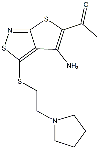 1-(4-amino-3-{[2-(1-pyrrolidinyl)ethyl]sulfanyl}thieno[2,3-c]isothiazol-5-yl)ethanone Structure