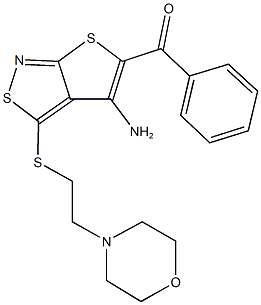 (4-amino-3-{[2-(4-morpholinyl)ethyl]sulfanyl}thieno[2,3-c]isothiazol-5-yl)(phenyl)methanone Structure