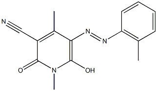 6-hydroxy-1,4-dimethyl-5-[(2-methylphenyl)diazenyl]-2-oxo-1,2-dihydro-3-pyridinecarbonitrile 化学構造式