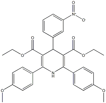 diethyl 4-{3-nitrophenyl}-2,6-bis(4-methoxyphenyl)-1,4-dihydro-3,5-pyridinedicarboxylate 化学構造式