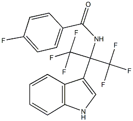 4-fluoro-N-[2,2,2-trifluoro-1-(1H-indol-3-yl)-1-(trifluoromethyl)ethyl]benzamide Struktur