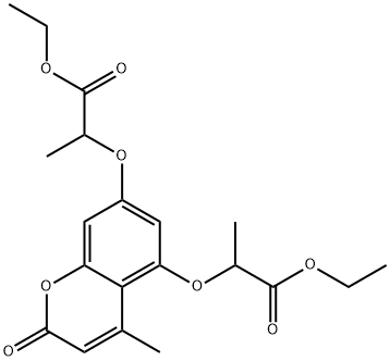 ethyl 2-{[5-(2-ethoxy-1-methyl-2-oxoethoxy)-4-methyl-2-oxo-2H-chromen-7-yl]oxy}propanoate Struktur
