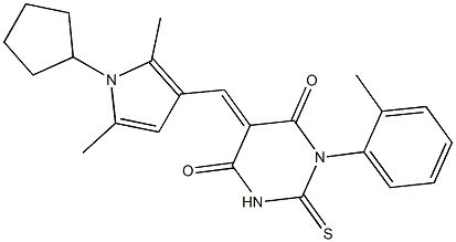 5-[(1-cyclopentyl-2,5-dimethyl-1H-pyrrol-3-yl)methylene]-1-(2-methylphenyl)-2-thioxodihydro-4,6(1H,5H)-pyrimidinedione Struktur