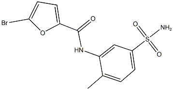 N-[5-(aminosulfonyl)-2-methylphenyl]-5-bromo-2-furamide 化学構造式