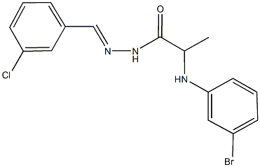 2-(3-bromoanilino)-N'-(3-chlorobenzylidene)propanohydrazide,,结构式