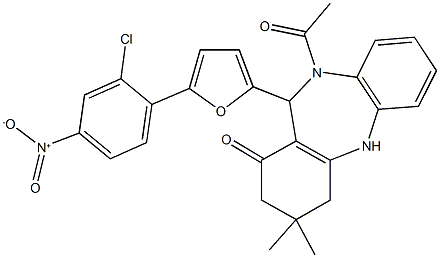 10-acetyl-11-(5-{2-chloro-4-nitrophenyl}-2-furyl)-3,3-dimethyl-2,3,4,5,10,11-hexahydro-1H-dibenzo[b,e][1,4]diazepin-1-one