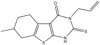 3-allyl-7-methyl-2-thioxo-2,3,5,6,7,8-hexahydro[1]benzothieno[2,3-d]pyrimidin-4(1H)-one Struktur