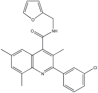 2-(3-chlorophenyl)-N-(2-furylmethyl)-3,6,8-trimethyl-4-quinolinecarboxamide Struktur