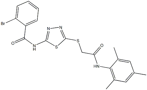 2-bromo-N-(5-{[2-(mesitylamino)-2-oxoethyl]sulfanyl}-1,3,4-thiadiazol-2-yl)benzamide,,结构式