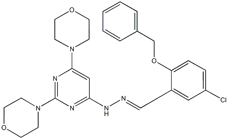 2-(benzyloxy)-5-chlorobenzaldehyde (2,6-dimorpholin-4-ylpyrimidin-4-yl)hydrazone,,结构式