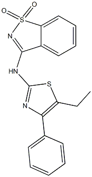 N-(1,1-dioxido-1,2-benzisothiazol-3-yl)-N-(5-ethyl-4-phenyl-1,3-thiazol-2-yl)amine,,结构式