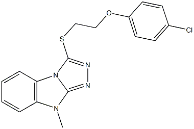 3-{[2-(4-chlorophenoxy)ethyl]sulfanyl}-9-methyl-9H-[1,2,4]triazolo[4,3-a]benzimidazole,,结构式