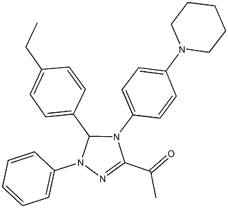 1-{5-(4-ethylphenyl)-1-phenyl-4-[4-(1-piperidinyl)phenyl]-4,5-dihydro-1H-1,2,4-triazol-3-yl}ethanone|