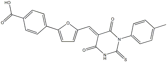 4-{5-[(1-(4-methylphenyl)-4,6-dioxo-2-thioxotetrahydro-5(2H)-pyrimidinylidene)methyl]-2-furyl}benzoic acid Structure