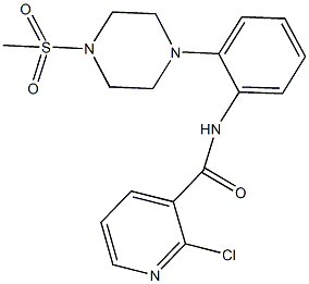 2-chloro-N-{2-[4-(methylsulfonyl)-1-piperazinyl]phenyl}nicotinamide,,结构式