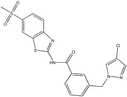 3-[(4-chloro-1H-pyrazol-1-yl)methyl]-N-[6-(methylsulfonyl)-1,3-benzothiazol-2-yl]benzamide