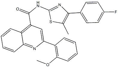 N-[4-(4-fluorophenyl)-5-methyl-1,3-thiazol-2-yl]-2-(2-methoxyphenyl)-4-quinolinecarboxamide 结构式