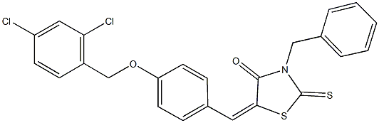 3-benzyl-5-{4-[(2,4-dichlorobenzyl)oxy]benzylidene}-2-thioxo-1,3-thiazolidin-4-one,,结构式