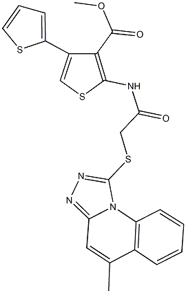 methyl 2-({[(5-methyl[1,2,4]triazolo[4,3-a]quinolin-1-yl)sulfanyl]acetyl}amino)-2',4-bithiophene-3-carboxylate 化学構造式