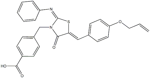 4-{[5-[4-(allyloxy)benzylidene]-4-oxo-2-(phenylimino)-1,3-thiazolidin-3-yl]methyl}benzoic acid 化学構造式