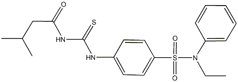 N-ethyl-4-({[(3-methylbutanoyl)amino]carbothioyl}amino)-N-phenylbenzenesulfonamide Struktur