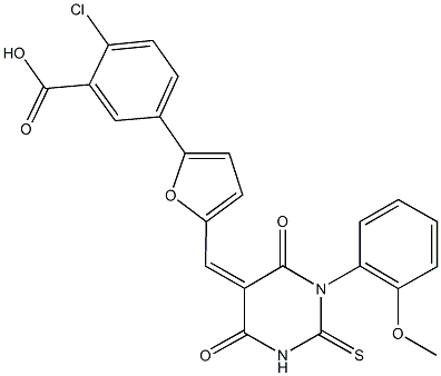  2-chloro-5-{5-[(1-(2-methoxyphenyl)-4,6-dioxo-2-thioxotetrahydro-5(2H)-pyrimidinylidene)methyl]-2-furyl}benzoic acid