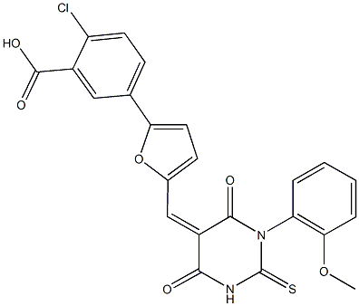 2-chloro-5-{5-[(1-(2-methoxyphenyl)-4,6-dioxo-2-thioxotetrahydro-5(2H)-pyrimidinylidene)methyl]-2-furyl}benzoic acid