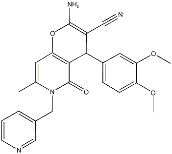 2-amino-4-(3,4-dimethoxyphenyl)-7-methyl-5-oxo-6-(pyridin-3-ylmethyl)-5,6-dihydro-4H-pyrano[3,2-c]pyridine-3-carbonitrile Structure