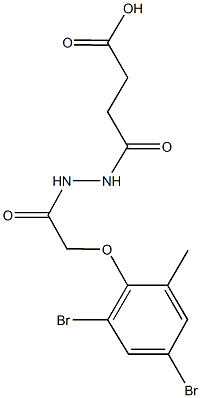 4-{2-[(2,4-dibromo-6-methylphenoxy)acetyl]hydrazino}-4-oxobutanoic acid 结构式