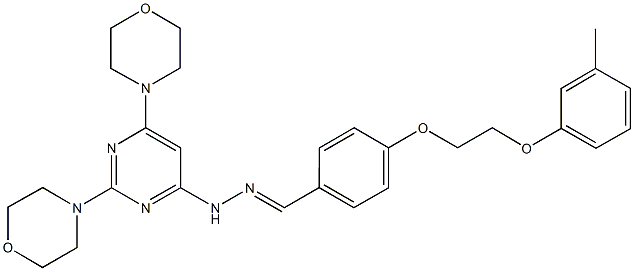 4-[2-(3-methylphenoxy)ethoxy]benzaldehyde (2,6-dimorpholin-4-ylpyrimidin-4-yl)hydrazone Struktur
