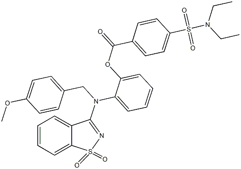 2-[(1,1-dioxido-1,2-benzisothiazol-3-yl)(4-methoxybenzyl)amino]phenyl 4-[(diethylamino)sulfonyl]benzoate Struktur