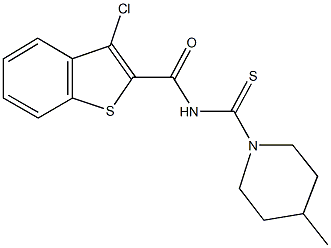 3-chloro-N-[(4-methyl-1-piperidinyl)carbothioyl]-1-benzothiophene-2-carboxamide Structure