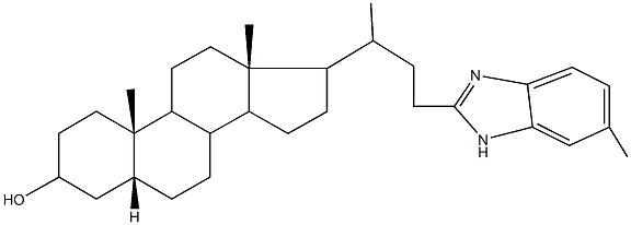 10,13-dimethyl-17-[1-methyl-3-(6-methyl-1H-benzimidazol-2-yl)propyl]hexadecahydro-1H-cyclopenta[a]phenanthren-3-ol 化学構造式