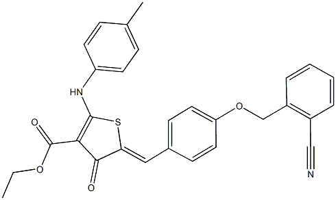 ethyl 5-{4-[(2-cyanobenzyl)oxy]benzylidene}-4-oxo-2-(4-toluidino)-4,5-dihydro-3-thiophenecarboxylate