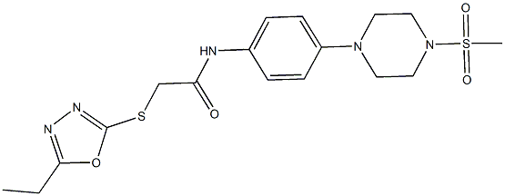  2-[(5-ethyl-1,3,4-oxadiazol-2-yl)sulfanyl]-N-{4-[4-(methylsulfonyl)-1-piperazinyl]phenyl}acetamide