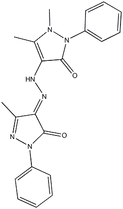 3-methyl-1-phenyl-1H-pyrazole-4,5-dione 4-[(1,5-dimethyl-3-oxo-2-phenyl-2,3-dihydro-1H-pyrazol-4-yl)hydrazone] 化学構造式