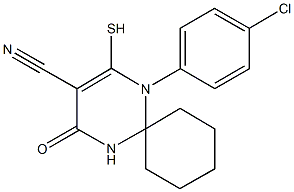  1-(4-chlorophenyl)-4-oxo-2-sulfanyl-1,5-diazaspiro[5.5]undec-2-ene-3-carbonitrile