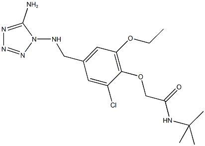 2-(4-{[(5-amino-1H-tetraazol-1-yl)amino]methyl}-2-chloro-6-ethoxyphenoxy)-N-(tert-butyl)acetamide 结构式