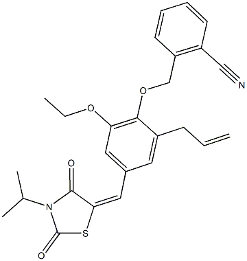 2-({2-allyl-6-ethoxy-4-[(3-isopropyl-2,4-dioxo-1,3-thiazolidin-5-ylidene)methyl]phenoxy}methyl)benzonitrile Structure