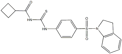 N-(cyclobutylcarbonyl)-N'-[4-(2,3-dihydro-1H-indol-1-ylsulfonyl)phenyl]thiourea 化学構造式