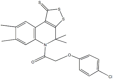 5-[(4-chlorophenoxy)acetyl]-4,4,7,8-tetramethyl-4,5-dihydro-1H-[1,2]dithiolo[3,4-c]quinoline-1-thione,,结构式