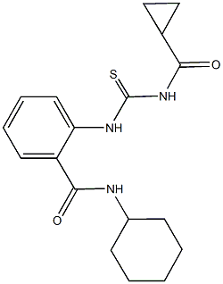 N-cyclohexyl-2-({[(cyclopropylcarbonyl)amino]carbothioyl}amino)benzamide Struktur