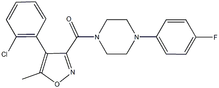 1-{[4-(2-chlorophenyl)-5-methyl-3-isoxazolyl]carbonyl}-4-(4-fluorophenyl)piperazine,,结构式