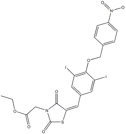  ethyl {5-[4-({4-nitrobenzyl}oxy)-3,5-diiodobenzylidene]-2,4-dioxo-1,3-thiazolidin-3-yl}acetate