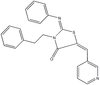 3-(2-phenylethyl)-2-(phenylimino)-5-(3-pyridinylmethylene)-1,3-thiazolidin-4-one Structure