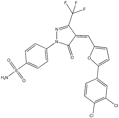 4-[4-{[5-(3,4-dichlorophenyl)-2-furyl]methylene}-5-oxo-3-(trifluoromethyl)-4,5-dihydro-1H-pyrazol-1-yl]benzenesulfonamide Struktur