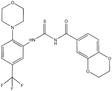 N-(2,3-dihydro-1,4-benzodioxin-6-ylcarbonyl)-N'-[2-(4-morpholinyl)-5-(trifluoromethyl)phenyl]thiourea Structure