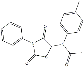 N-(2,4-dioxo-3-phenyl-1,3-thiazolidin-5-yl)-N-(4-methylphenyl)acetamide 化学構造式