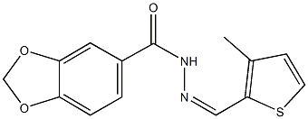 N'-[(3-methyl-2-thienyl)methylene]-1,3-benzodioxole-5-carbohydrazide,,结构式