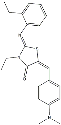 5-[4-(dimethylamino)benzylidene]-3-ethyl-2-[(2-ethylphenyl)imino]-1,3-thiazolidin-4-one 化学構造式